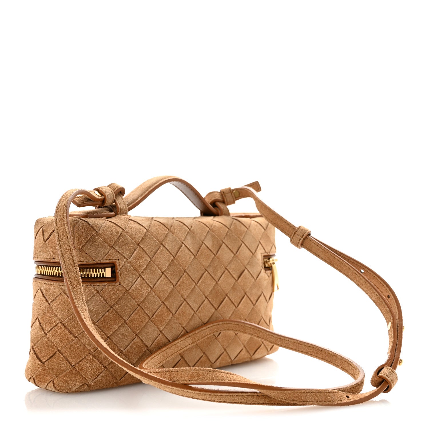 Bottega Veneta Suede Intrecciato Bang Bang Vanity Case Amber 3 of 12