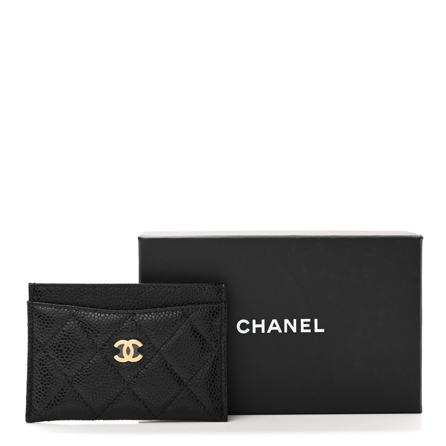Caviar Quilted Card Holder Black