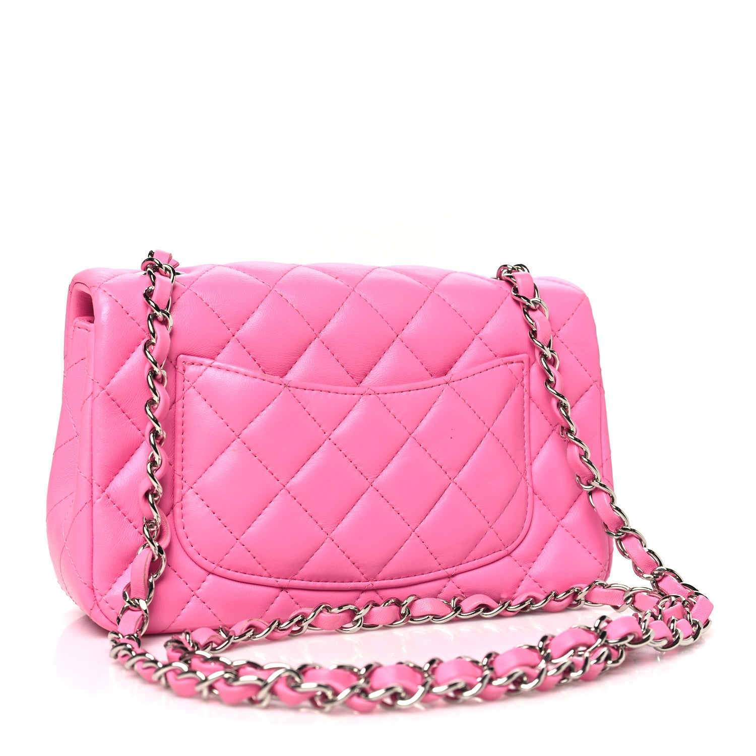 Chanel Lambskin Quilted Mini Rectangular Flap Neon Pink 3 of 13