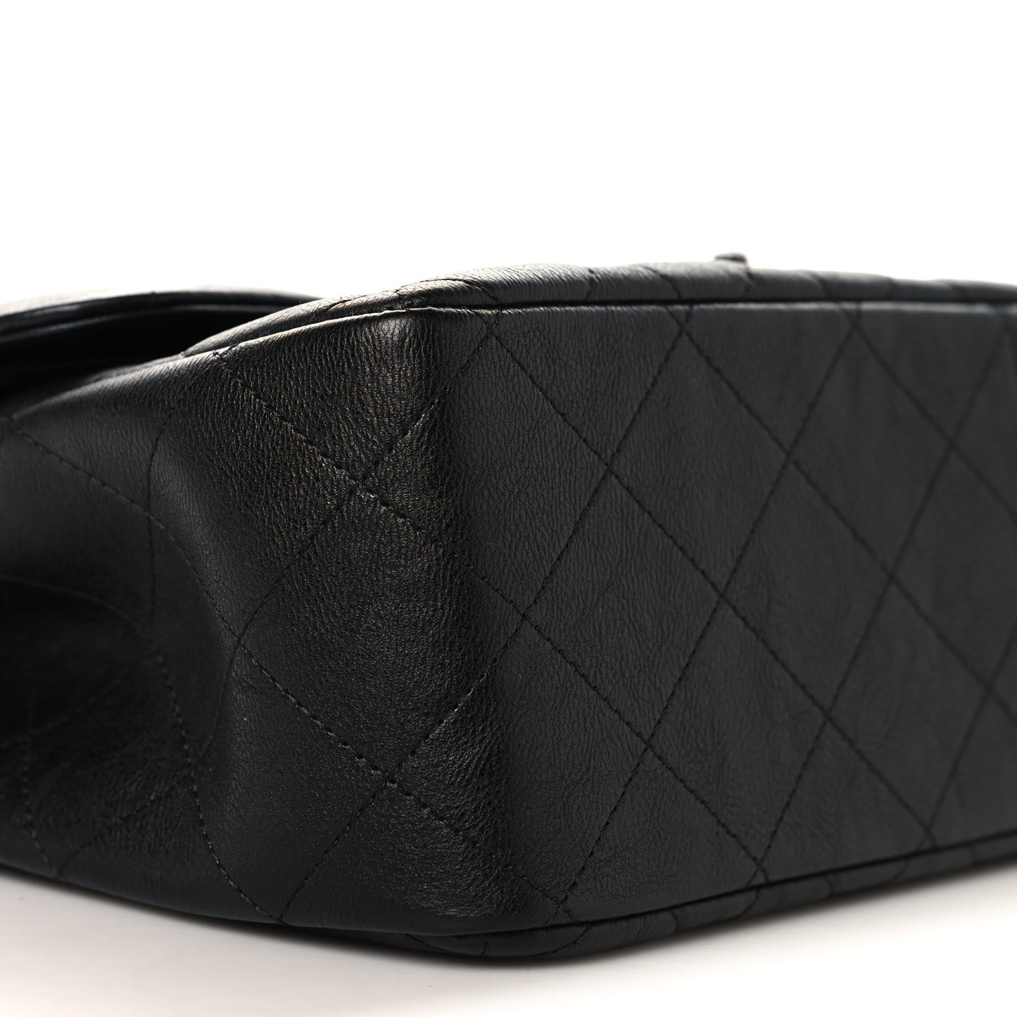 Crumpled Calfskin Quilted Jumbo Double Flap So Black