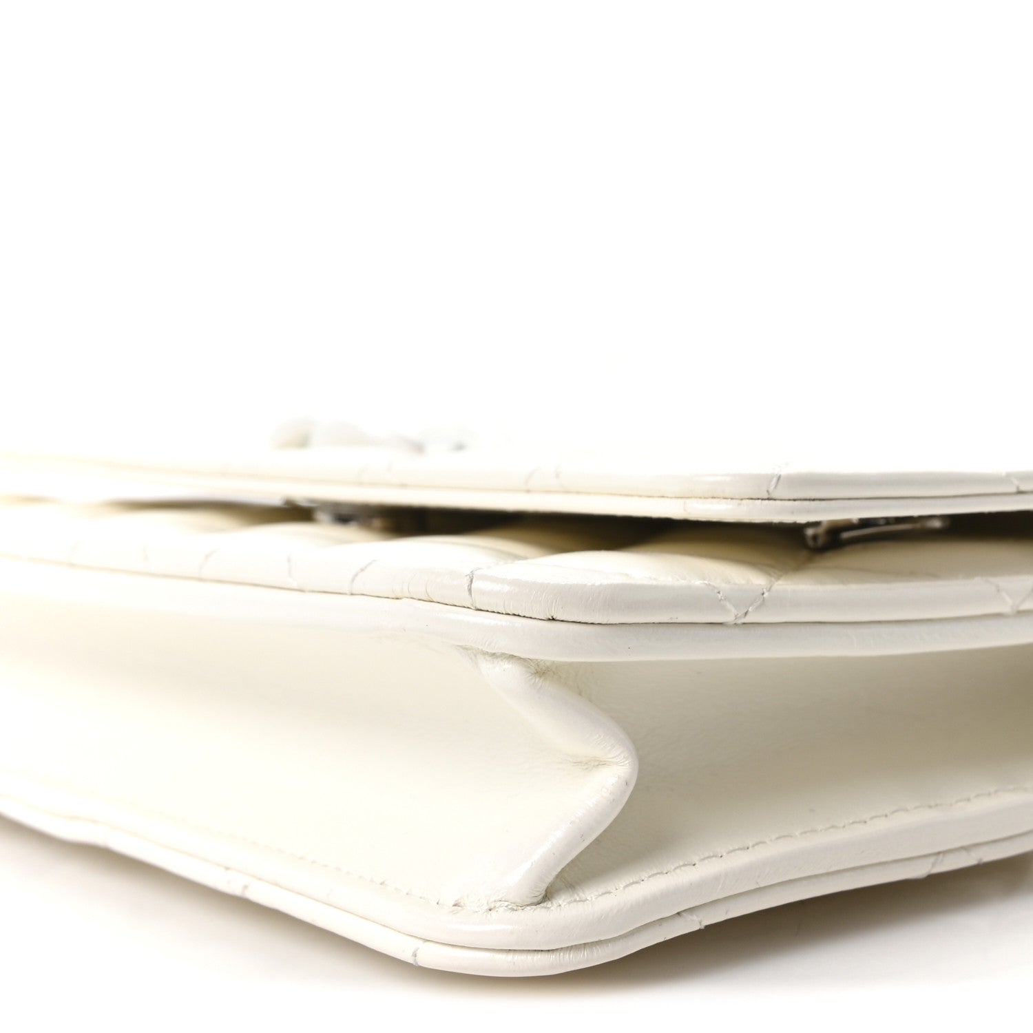 Chanel Shiny Lambskin Quilted Monochrome Wallet on Chain WOC White 11 of 12