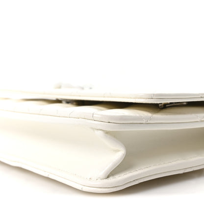 Chanel Shiny Lambskin Quilted Monochrome Wallet on Chain WOC White 11 of 12