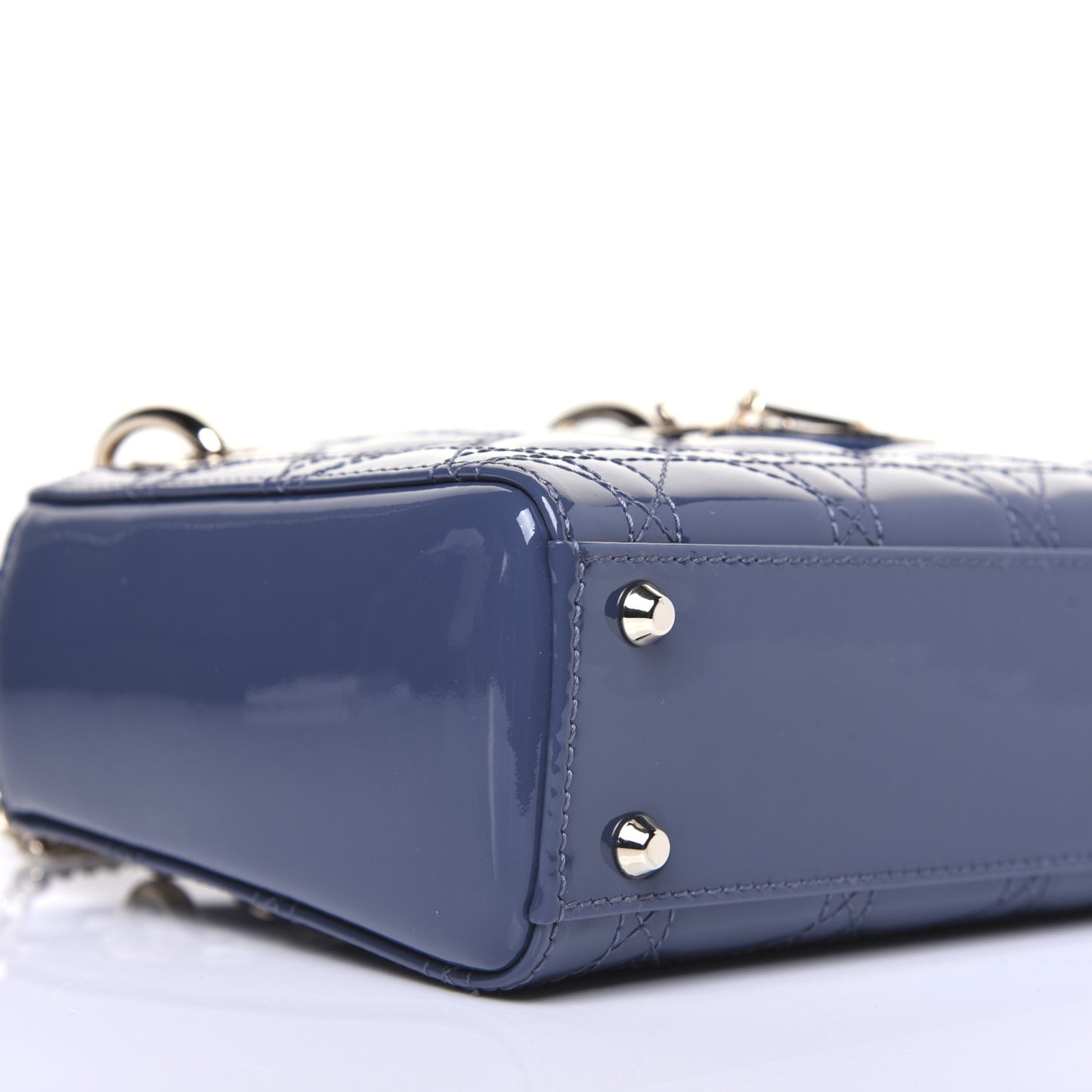 Patent Cannage Mini Lady Dior Denim Blue