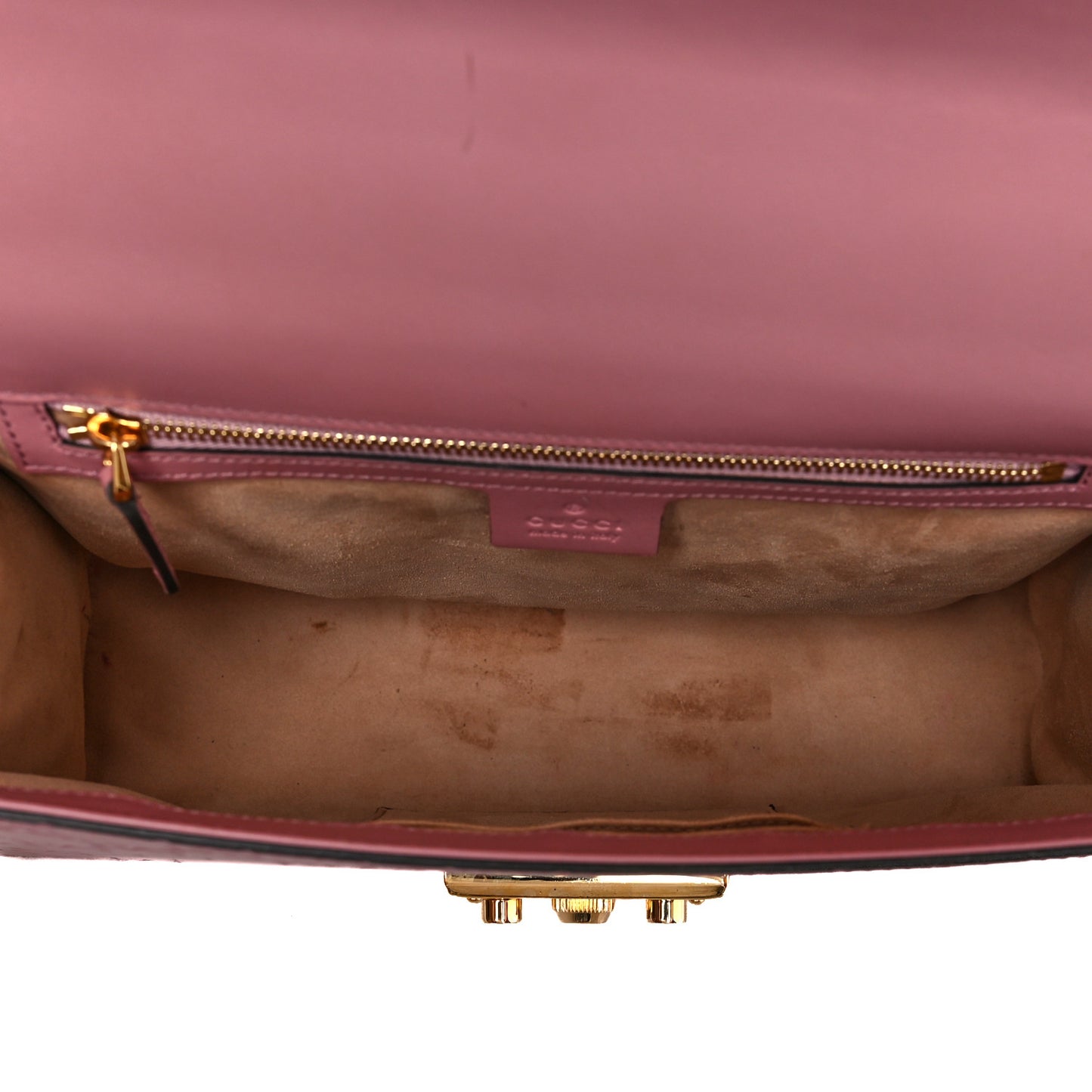 Guccissima Signature Medium Padlock Shoulder Bag Rose Baby Candy