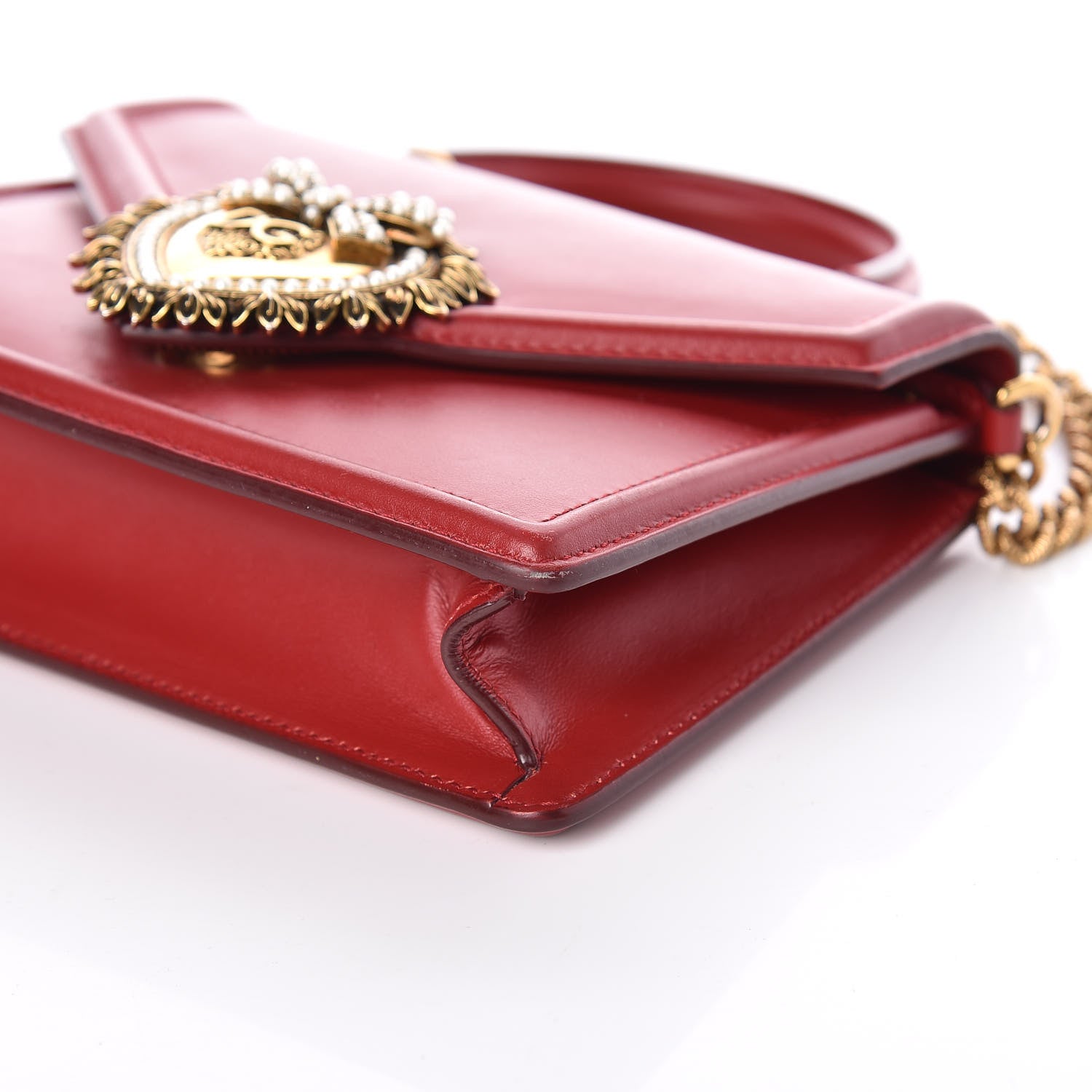 Dolce & Gabbana Smooth Calfskin Devotion Envelope Top Handle Bag Rosso Papavero 9 of 10