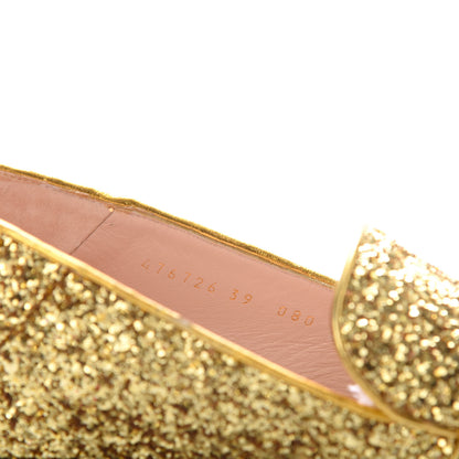 Gucci Glitter Web Peyton Loafers 39 Gold 7 of 8