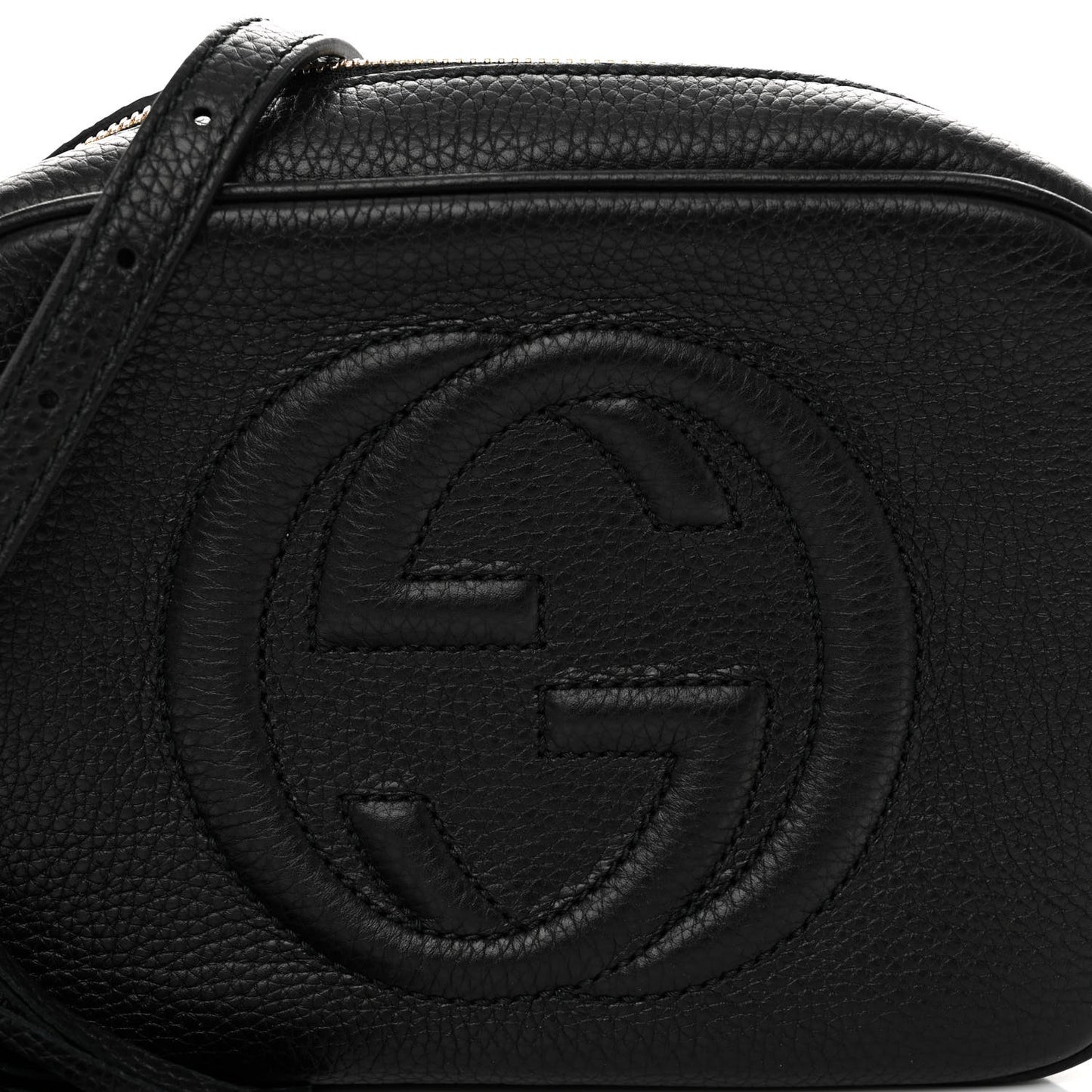 Pebbled Calfskin Small Soho Disco Bag Black