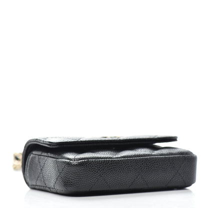 Chanel Caviar Quilted Pearl Card Holder On Chain Black 4 of 9