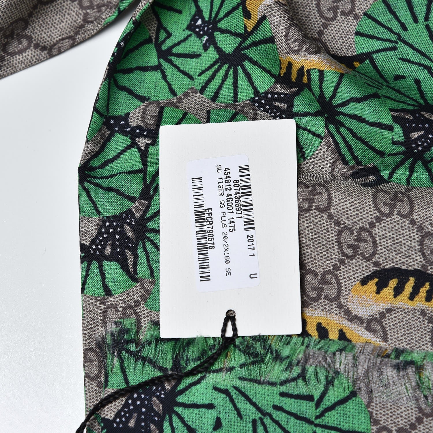 Gucci Silk GG Supreme Bengal Print Scarf Beige 7 of 7