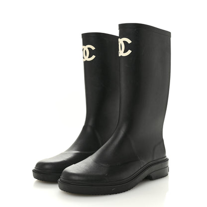 Chanel Caoutchouk CC High Boots 40 Black 4 of 9