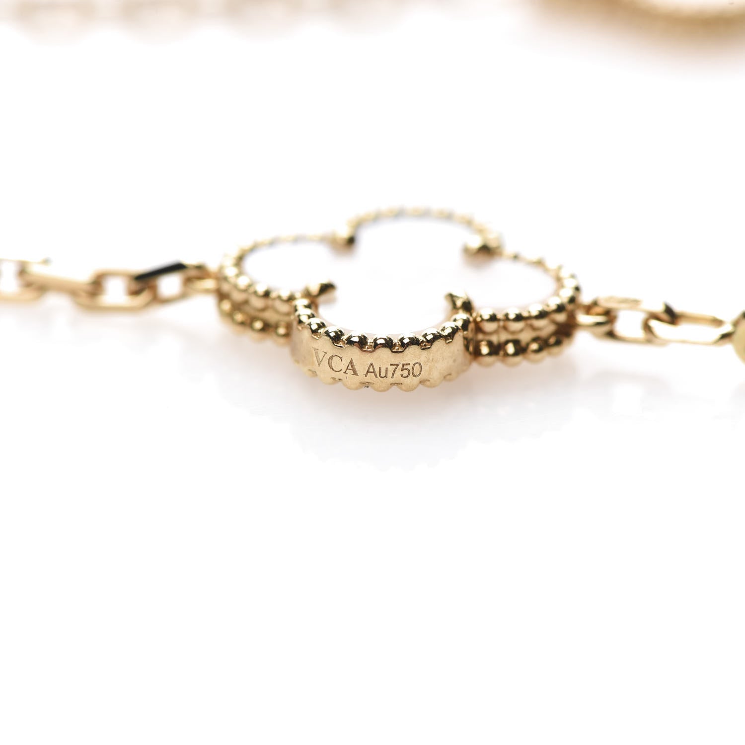 Van Cleef & Arpels 18K Yellow Gold Mother of Pearl 10 Motifs Vintage Alhambra Necklace 5 of 5