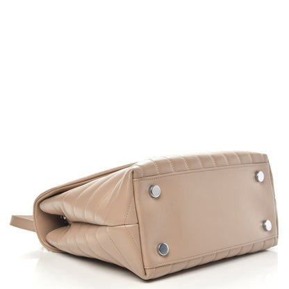 Saint Laurent Calfskin Y Quilted Monogram Medium Loulou Satchel Dark Beige 5 of 13