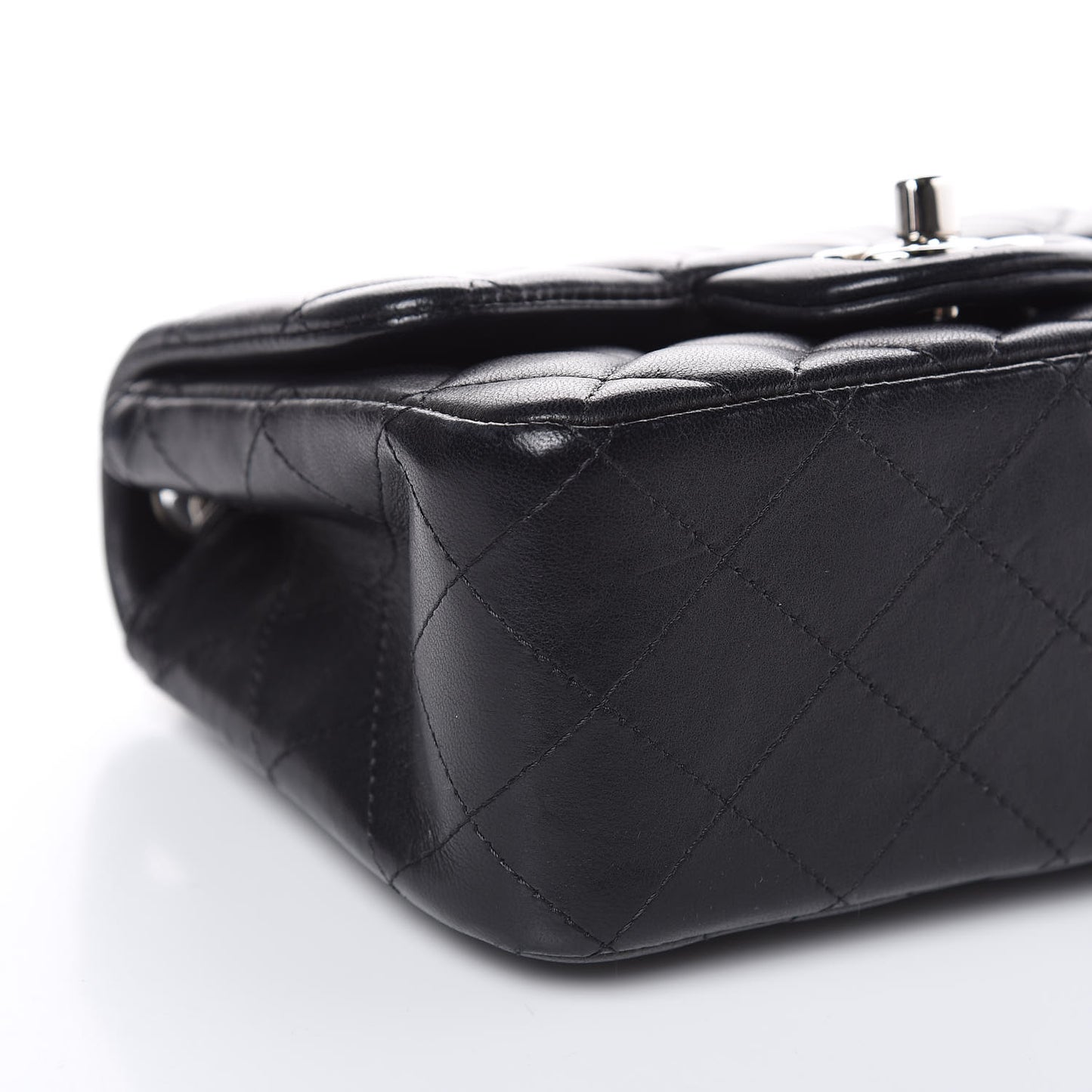 Lambskin Quilted Mini Square Flap Black