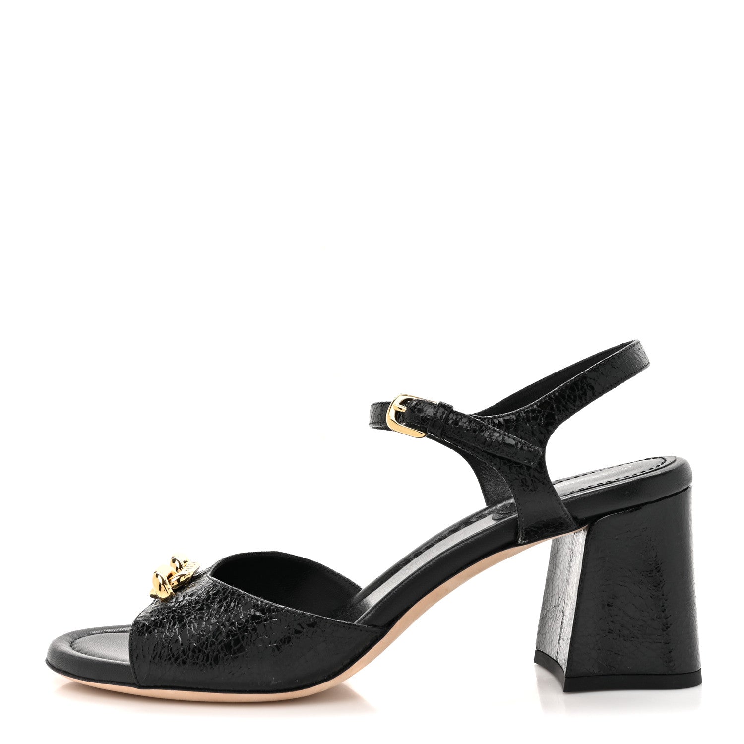 Louis Vuitton Metallic Crinkled Calfskin LV Edge Sandals 41 Black 1 of 8