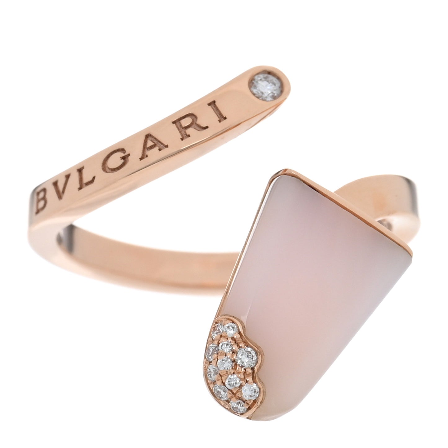 18K Rose Gold Diamond Pink Opal Gelati Ring 54 6.75