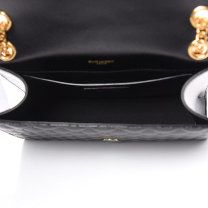 Saint Laurent Grain De Poudre Textured Mixed Matelasse Triquilt Medium Monogram Satchel Black 5 of 9