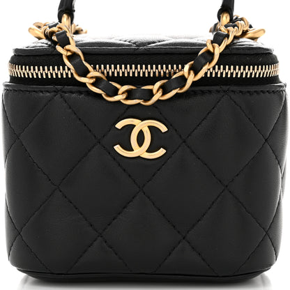 Chanel Lambskin Quilted Top Handle Mini Vanity Case With Chain Black 8 of 10