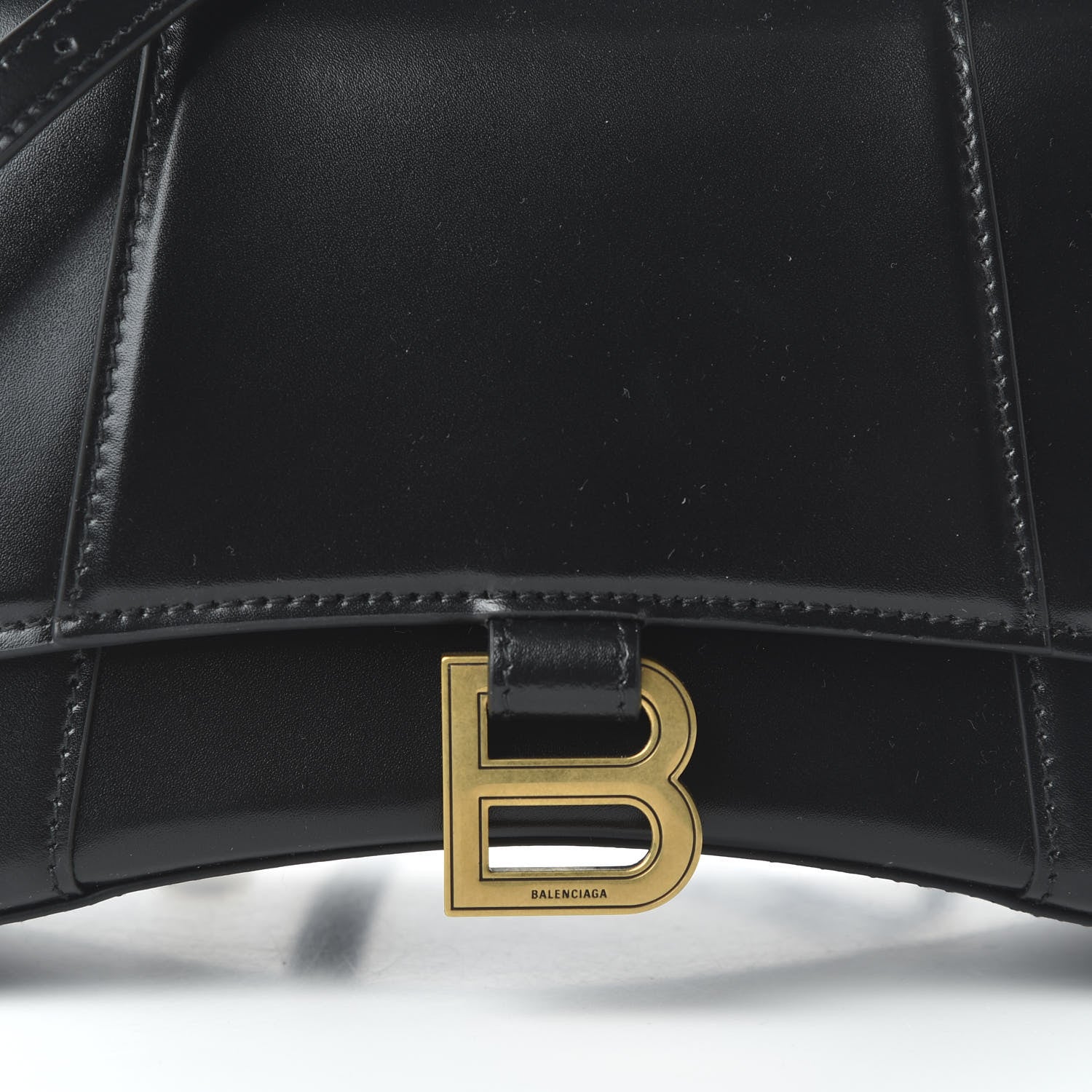 Balenciaga Shiny Box Calfskin Small Hourglass Top Handle Bag Black 9 of 9