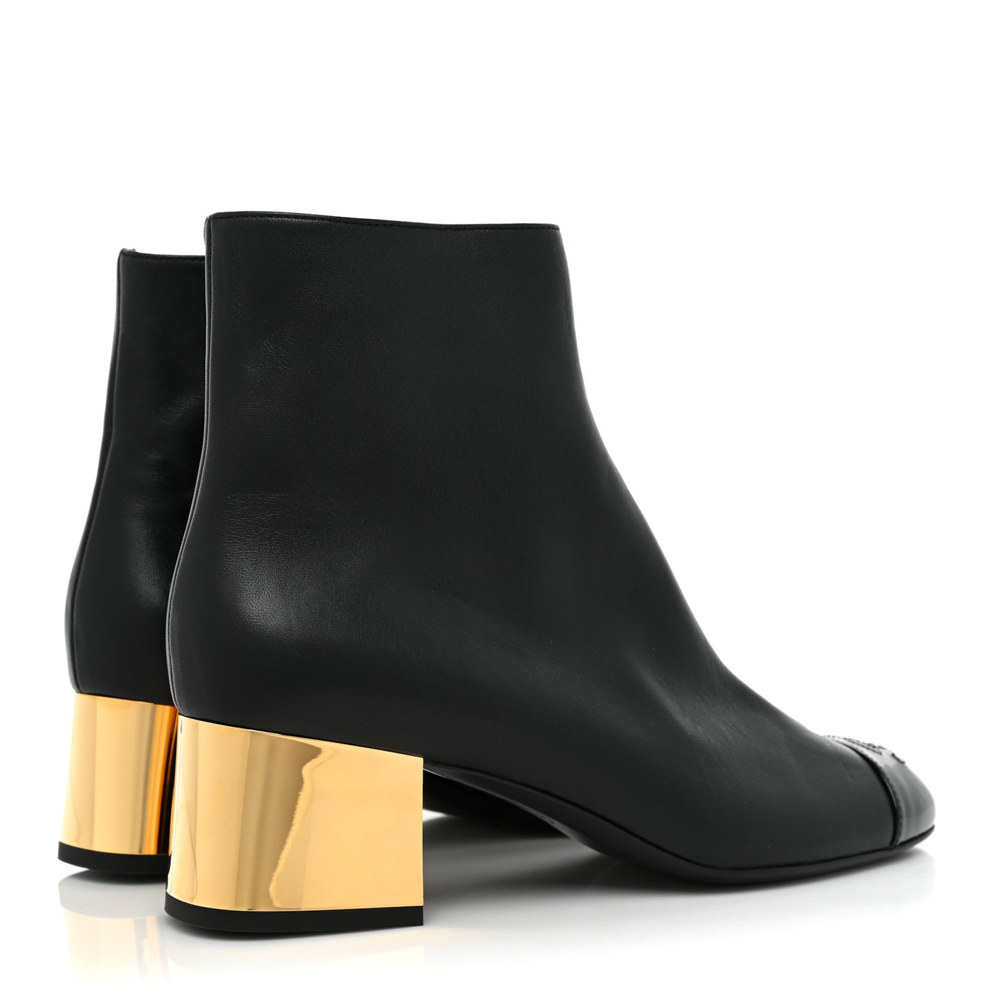 Mixed Fibers Lambskin Patent Calfskin Convertible High Boots 37 Black