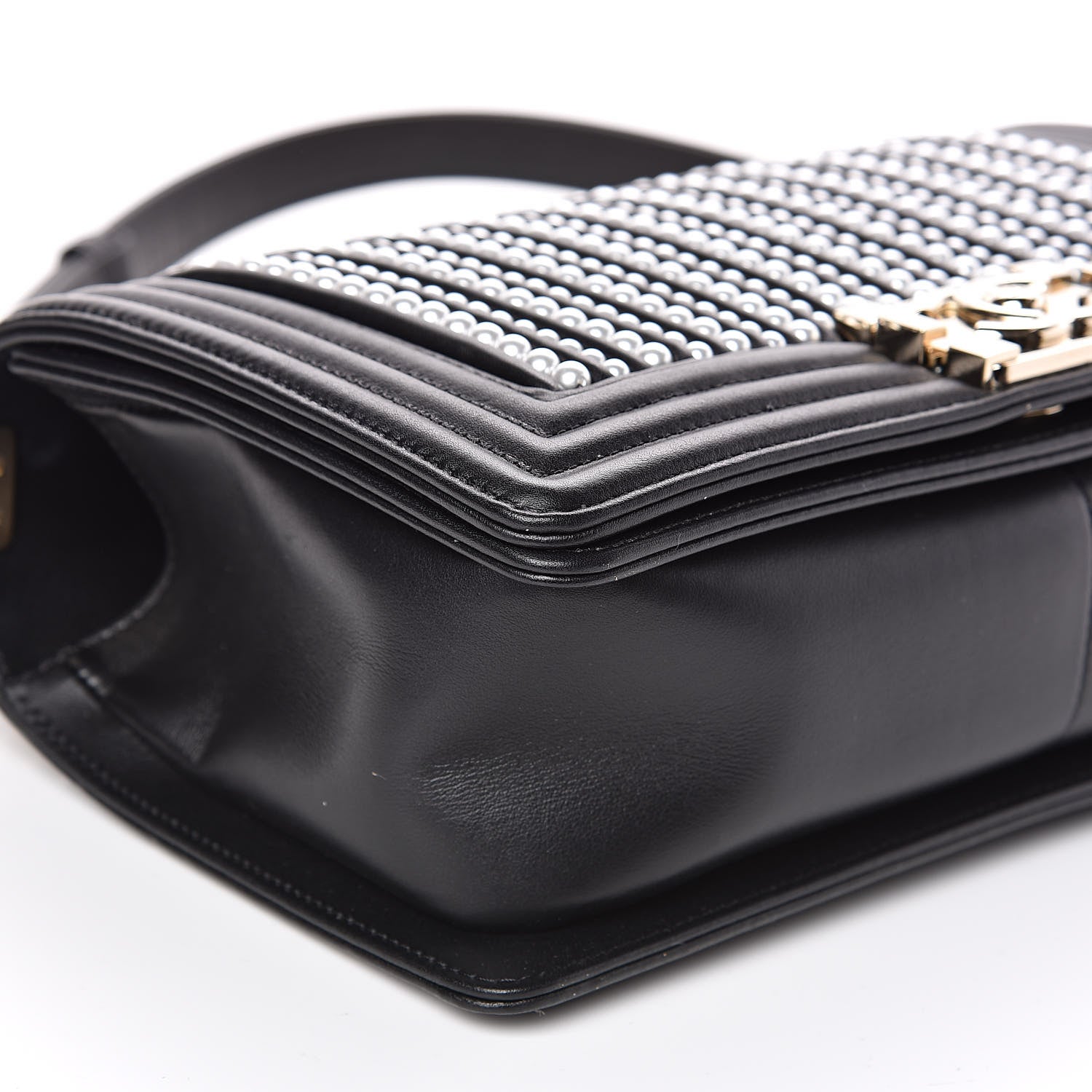 Chanel Calfskin Pearl Medium Chanel Pearls Boy Flap Black 8 of 9
