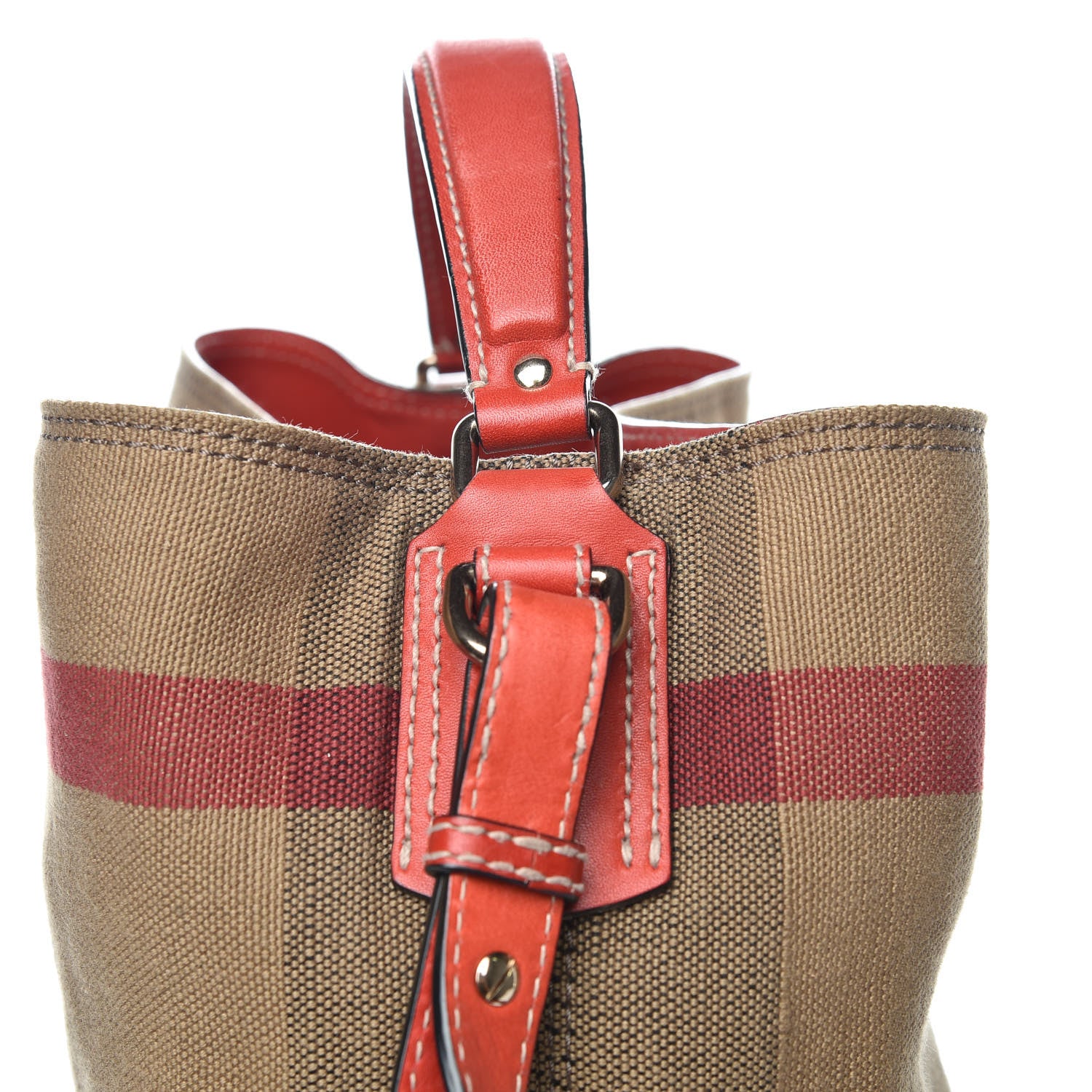 Burberry Canvas Mega Check Medium Ashby Hobo Cadmium Red 10 of 10