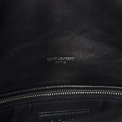 Saint Laurent Lambskin Quilted Medium Loulou Puffer Monogram Chain Satchel Black 9 of 11