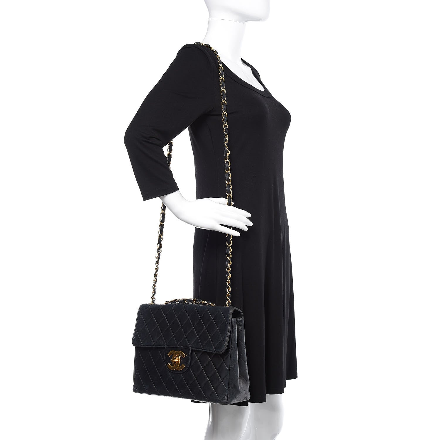 Chanel Lambskin Quilted XL Jumbo Single Flap Black 3 of 31