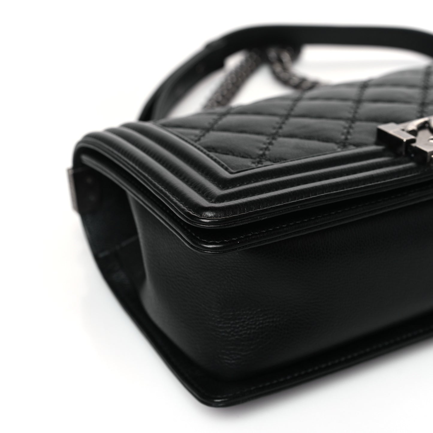 Calfskin Double Stitch Medium Boy Flap Black