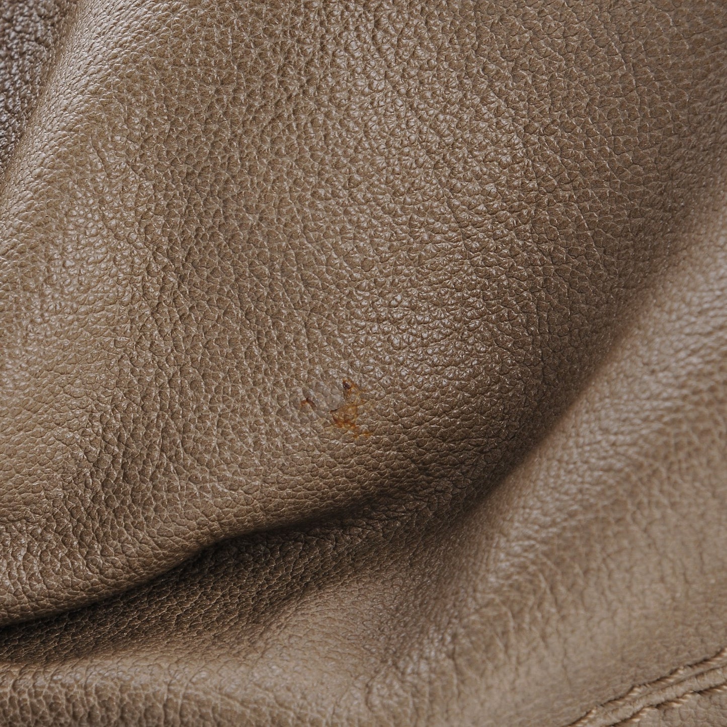 Grainy Calfskin Chain Hobo Taupe