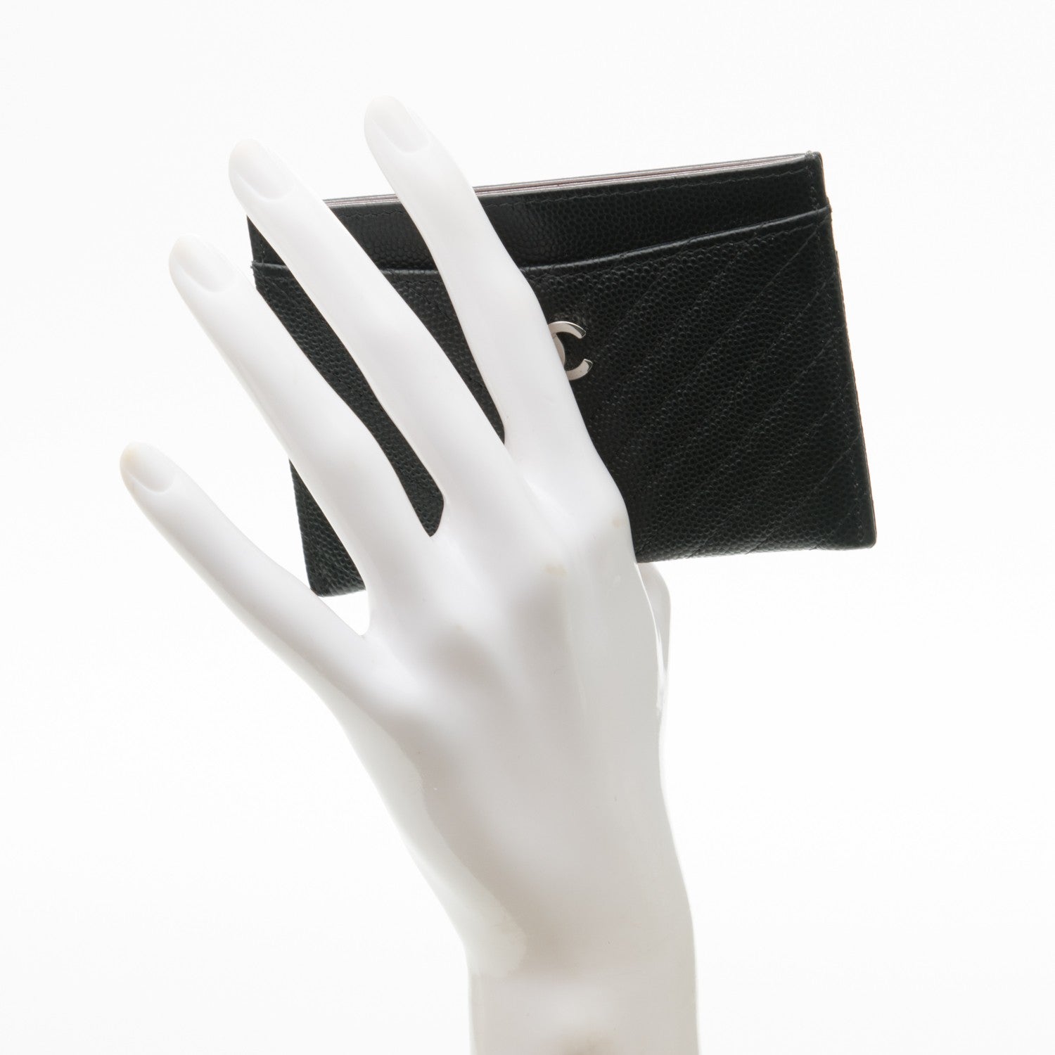 Chanel Caviar Chevron Quilted Card Holder Black 2 of 8