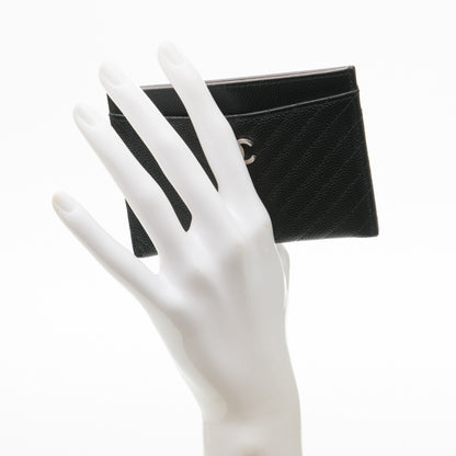 Chanel Caviar Chevron Quilted Card Holder Black 2 of 8