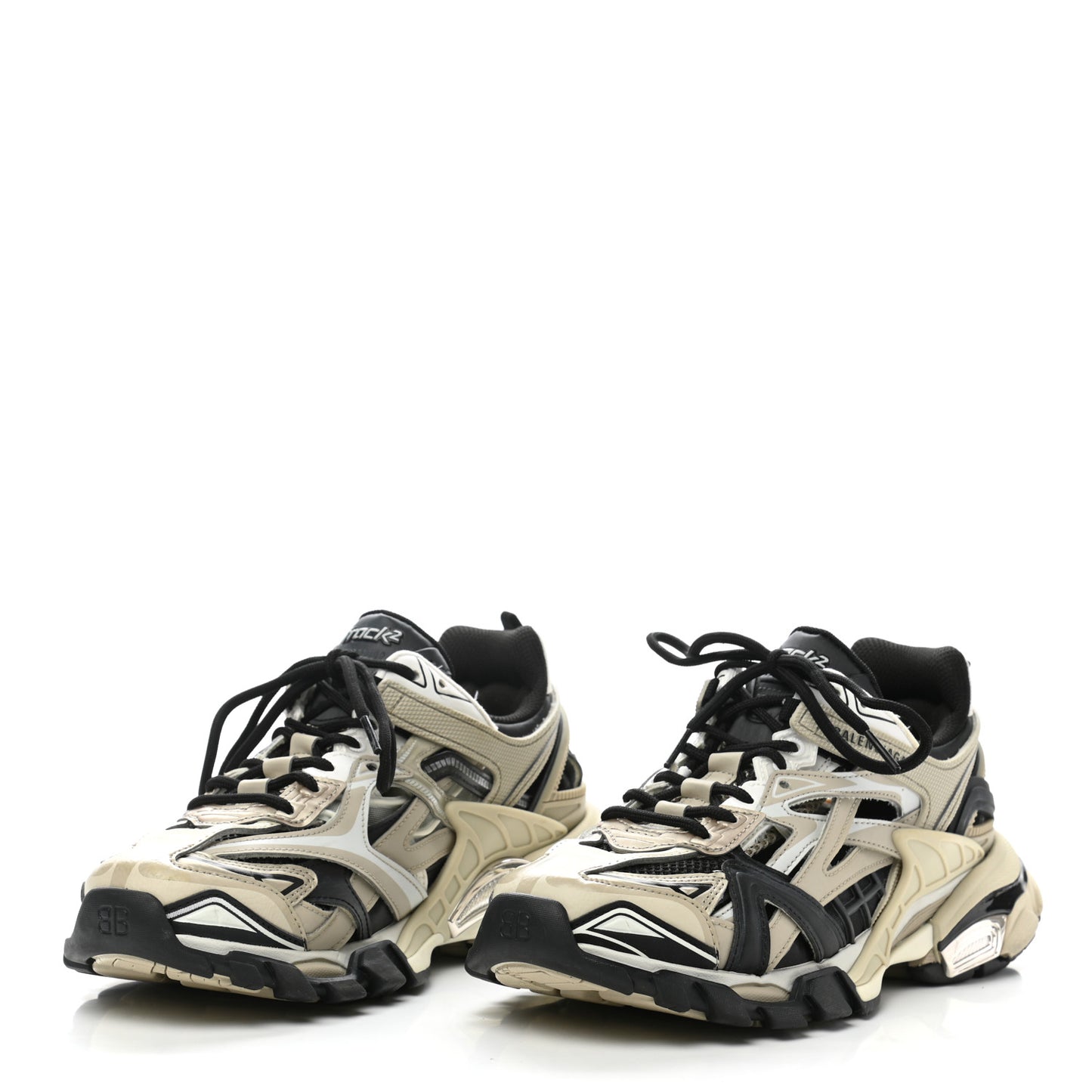 Rubber Mesh Bi-Color Womens Track.2 Open Sneakers 39 Beige Black