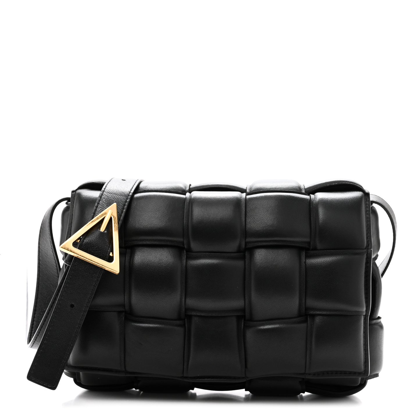 Nappa Maxi Intreccio Padded Cassette Crossbody Bag Black Black