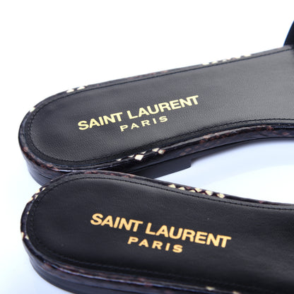 Saint Laurent Calfskin Embossed Nu Pieds 05 Slide Sandals 38 Oro 8 of 9