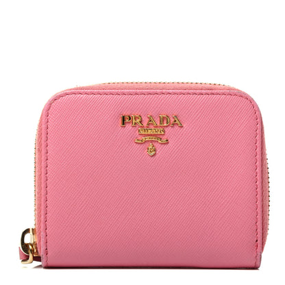 Prada Saffiano Metal Zip Coin Purse Geranio 1 of 4