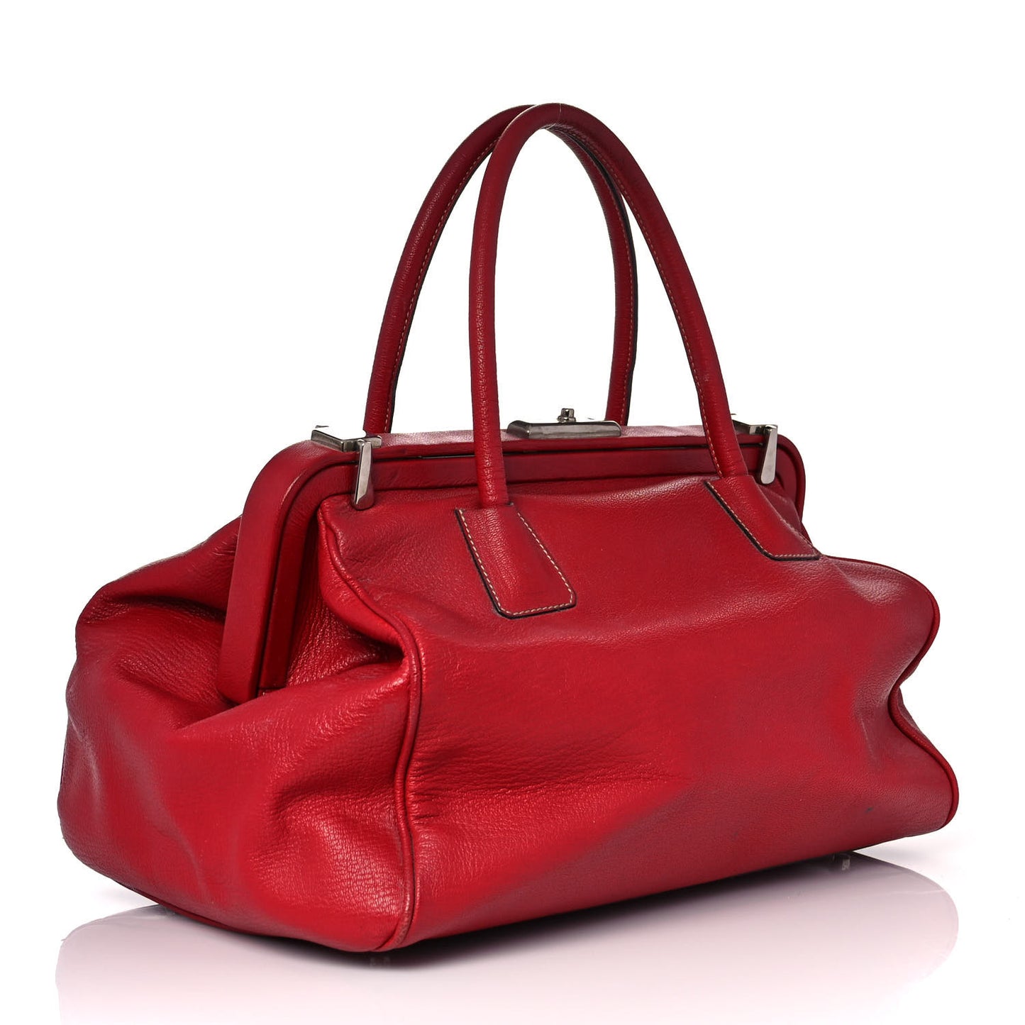 Goatskin Cerniera Doctor Bag Rubino