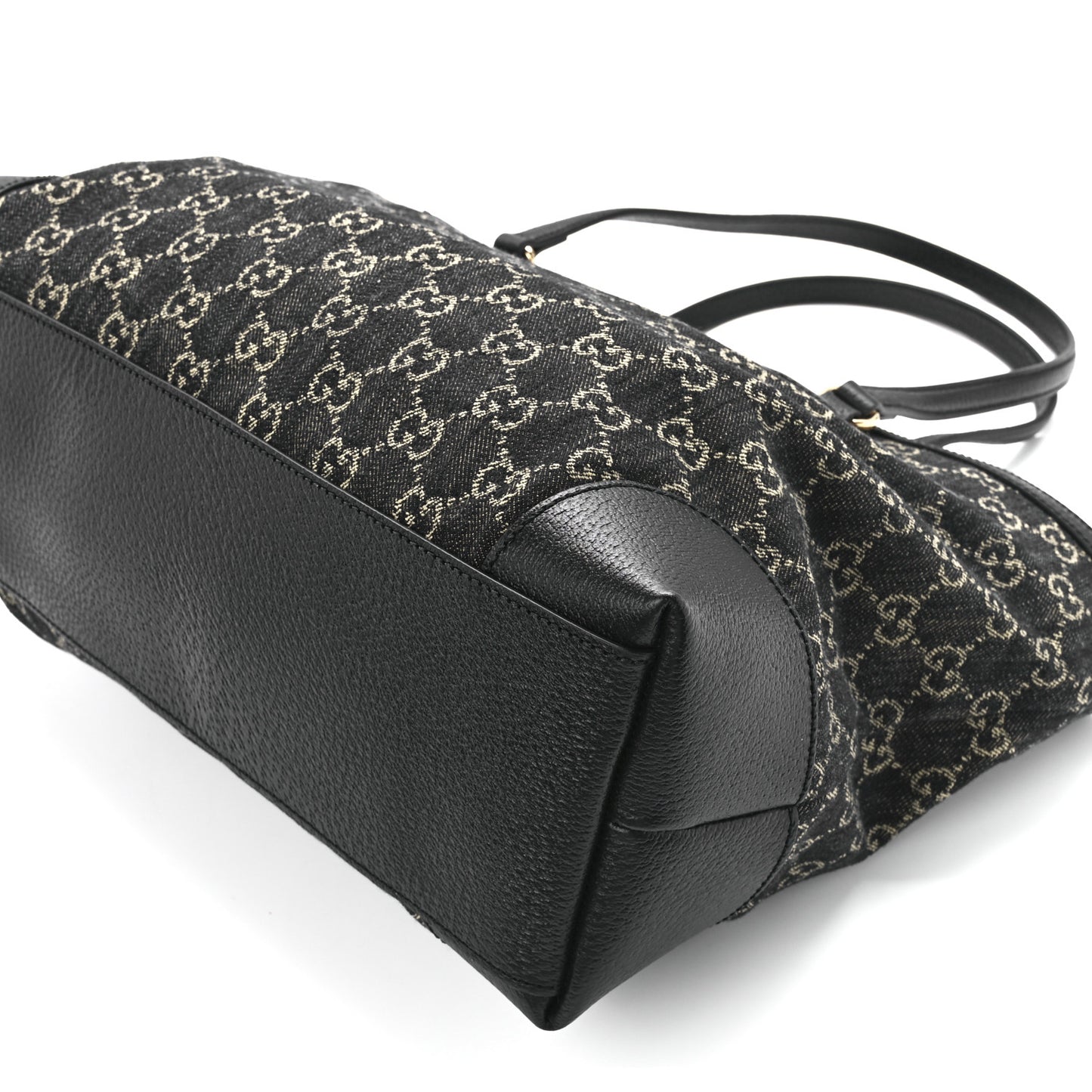 Jacquard Black Denim GG Monogram Medium Ophidia Shopping Tote Black Ivory