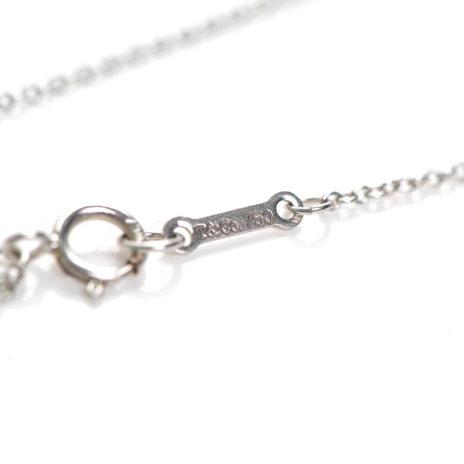 Tiffany 18K White Gold Diamond Kiss Pendant Necklace 6 of 6