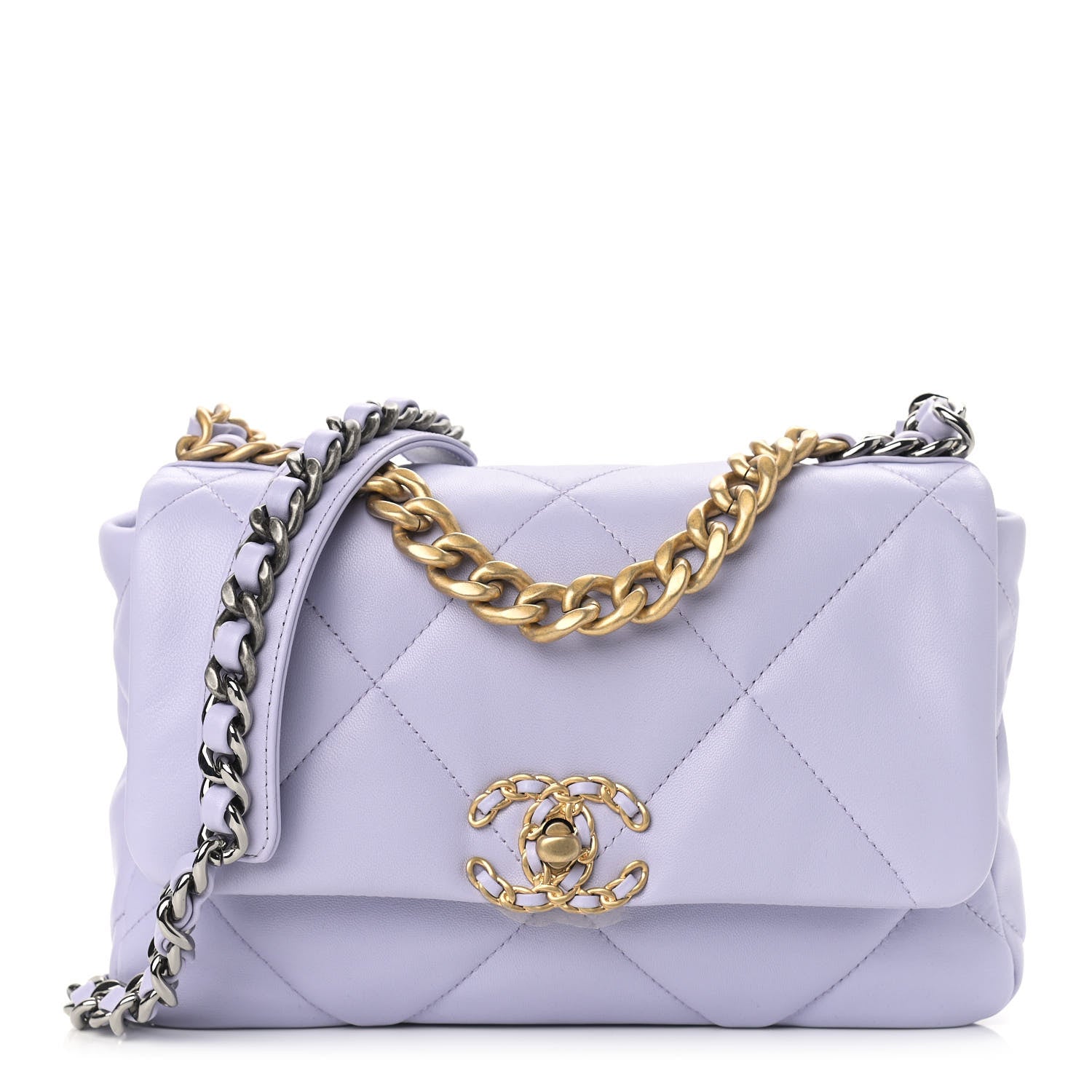 Chanel Lambskin Quilted Medium Chanel 19 Flap Light Purple 1 of 9