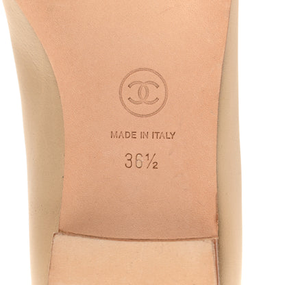 Chanel Lambskin Camellia Ballerina Flats 36.5 Beige Black 7 of 12