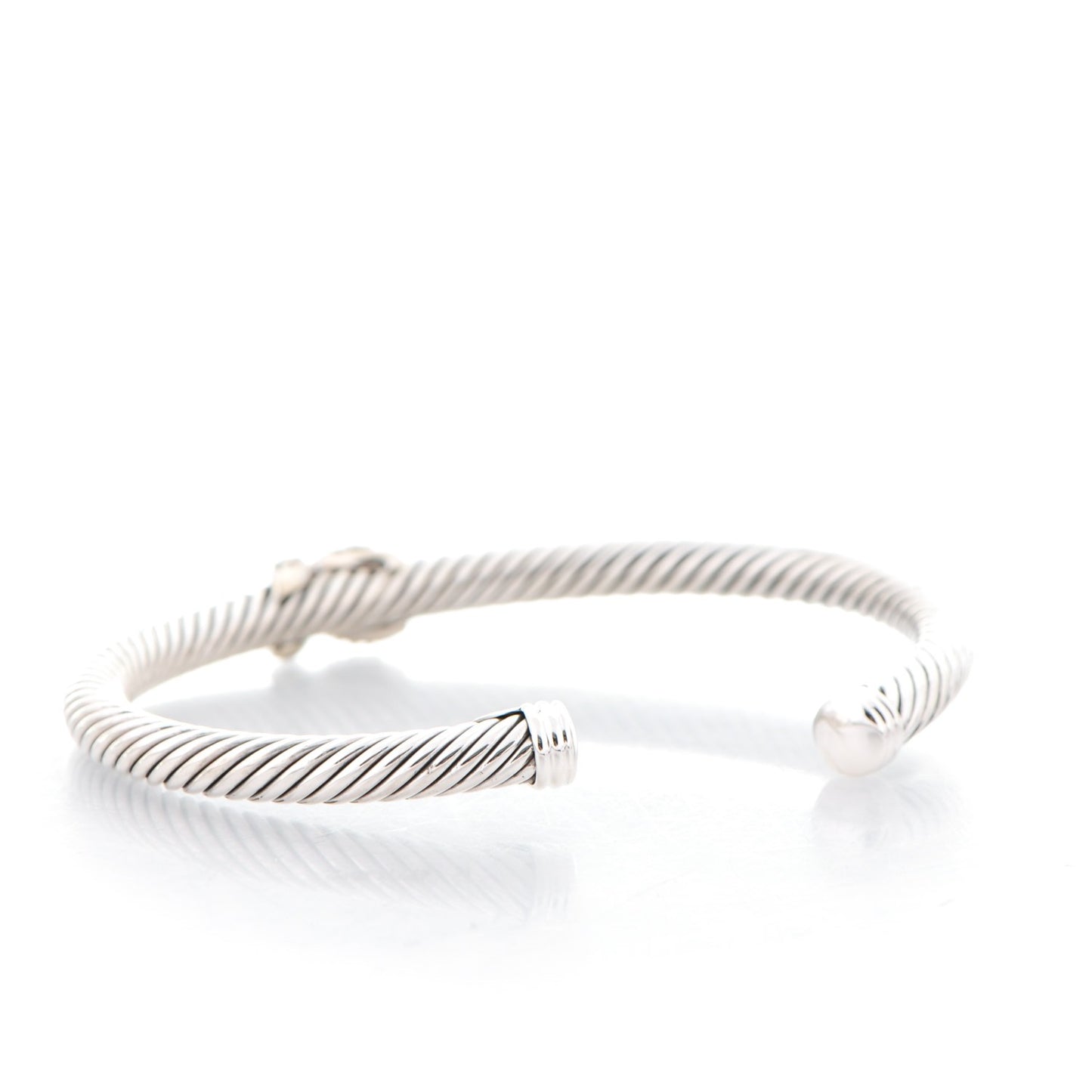 Sterling Silver 18K White Gold Diamond Pave 5mm X Cable Bracelet