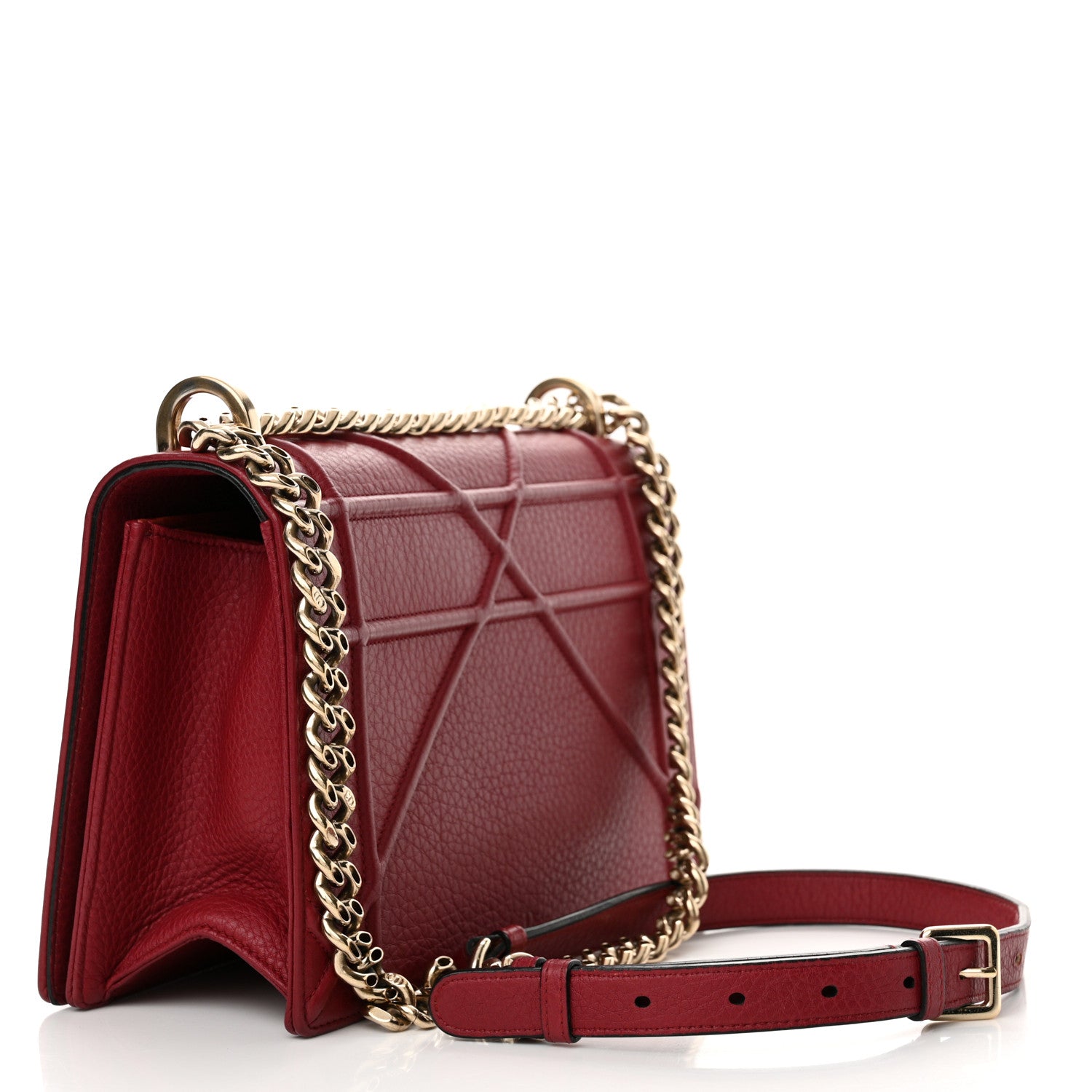 Christian Dior Grained Calfskin Medium Diorama Flap Bag Red 3 of 11