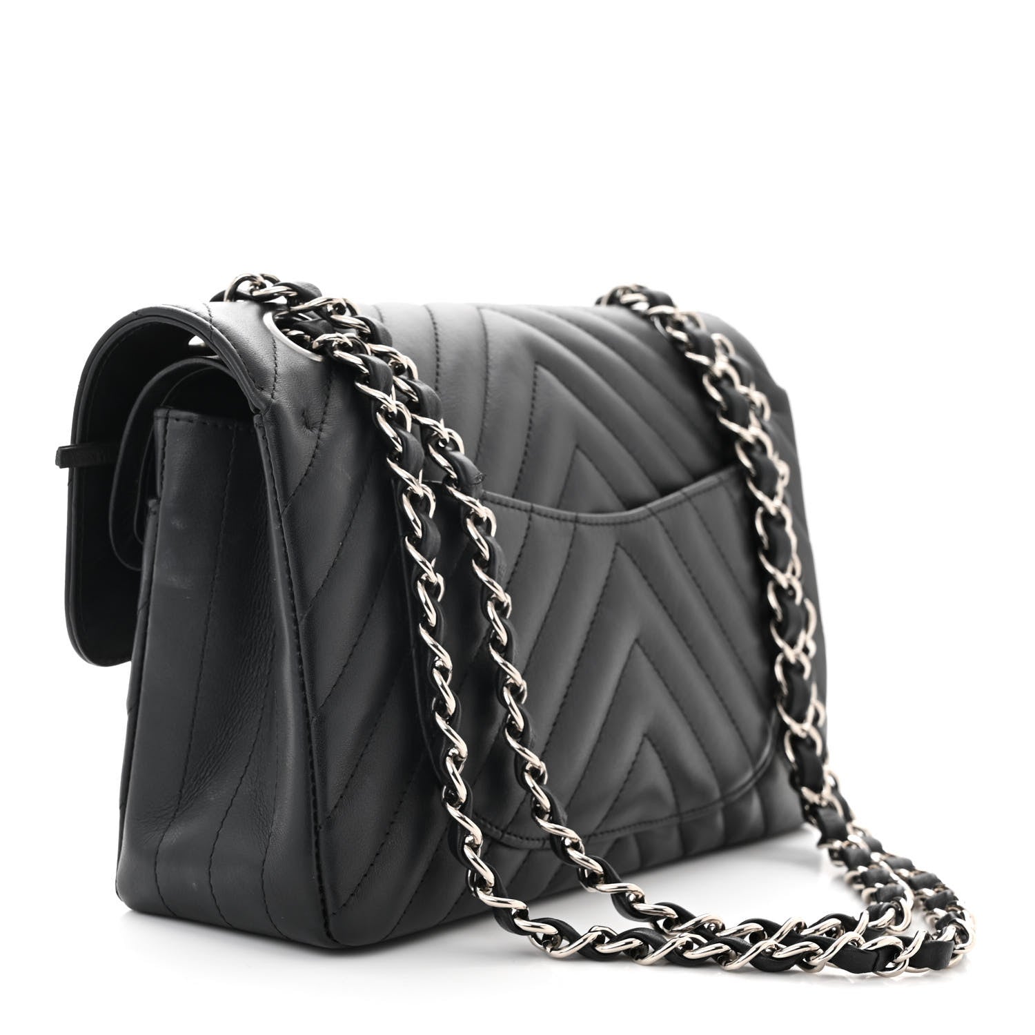 Chanel Calfskin Chevron Quilted Small Double Flap Black 3 of 11