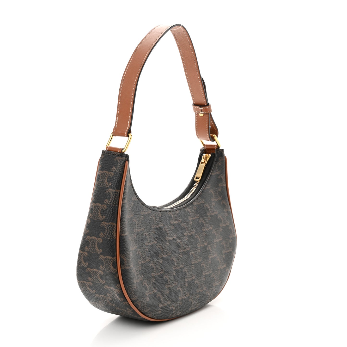 Triomphe Canvas Calfskin Ava Shoulder Bag Tan