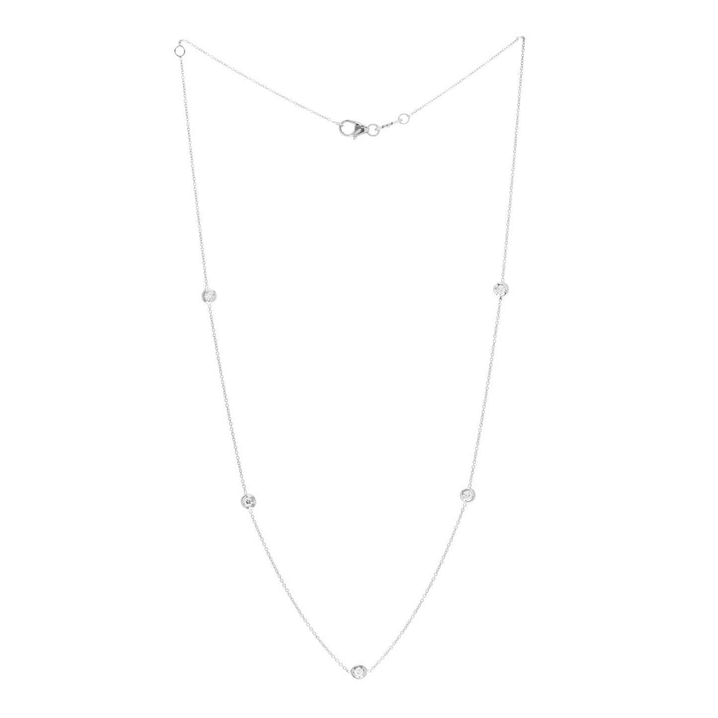18K White Gold Diamond .25ctw Diamonds By The Inch Five Station Necklace
