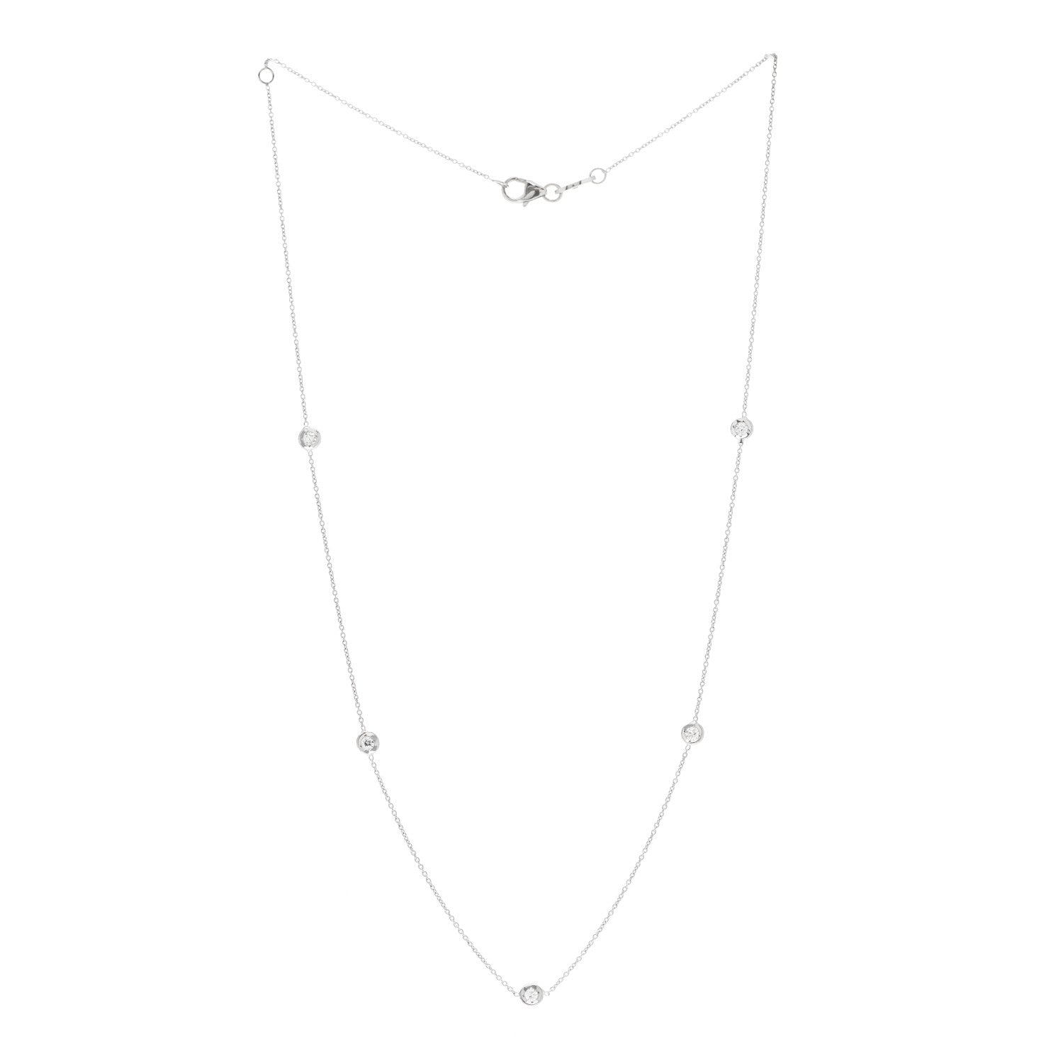 Roberto Coin 18K White Gold Diamond .25ctw Diamonds By The Inch Five Station Necklace 3 of 5
