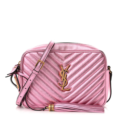 Saint Laurent Metallic Calfskin Matelasse Monogram Lou Camera Bag Vegas Pink 1 of 12