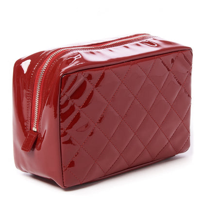Chanel Patent Quilted Brilliant Cosmetic Case Red 2 of 8