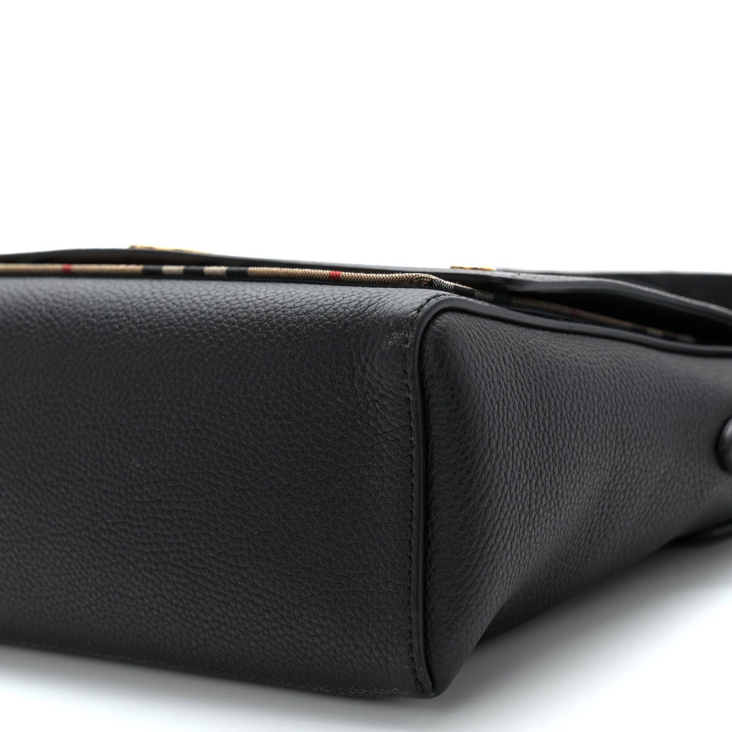 Coated Canvas Calfskin Vintage Check Medium Note Crossbody Bag Black