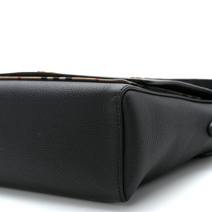 Burberry Coated Canvas Calfskin Vintage Check Medium Note Crossbody Bag Black 9 of 9